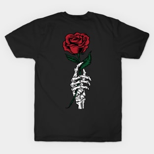 Beautiful Rose in Skeleton Hand - Bone T-Shirt